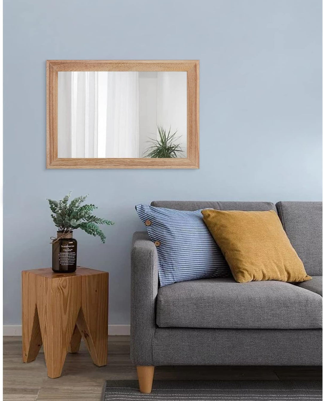AAZZKANG Rustikaler Spiegel für Wand, rechteckig, Holzrahmen, Spiegel, gross, 50 x 40 cm, Bauernhaus