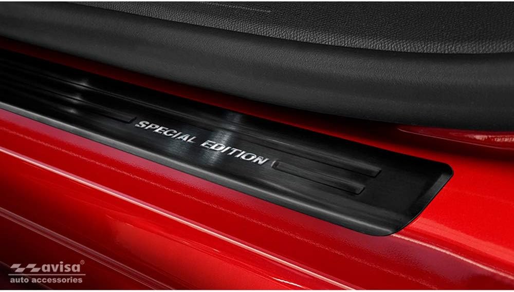 Avisa Black INOX Door sill Protectors Compatible with Opel Corsa F HB 5-Doors 2019- 'Special Edition