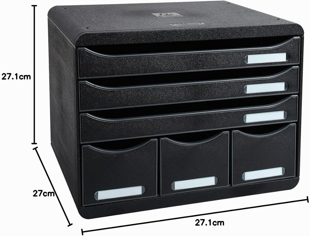 Exacompta 306714D Ablagebox Glossy Querformat mit 6 Schubladen für DIN A+ Dokumente. Belastbare Schu