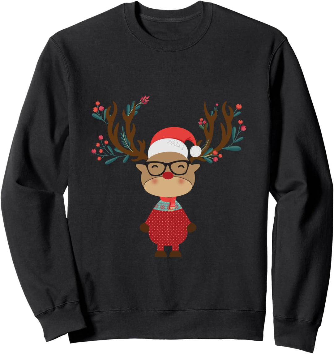 Lustiges Geschenk Weihnachten Rentier Weihnachtmann-Mütze Sweatshirt