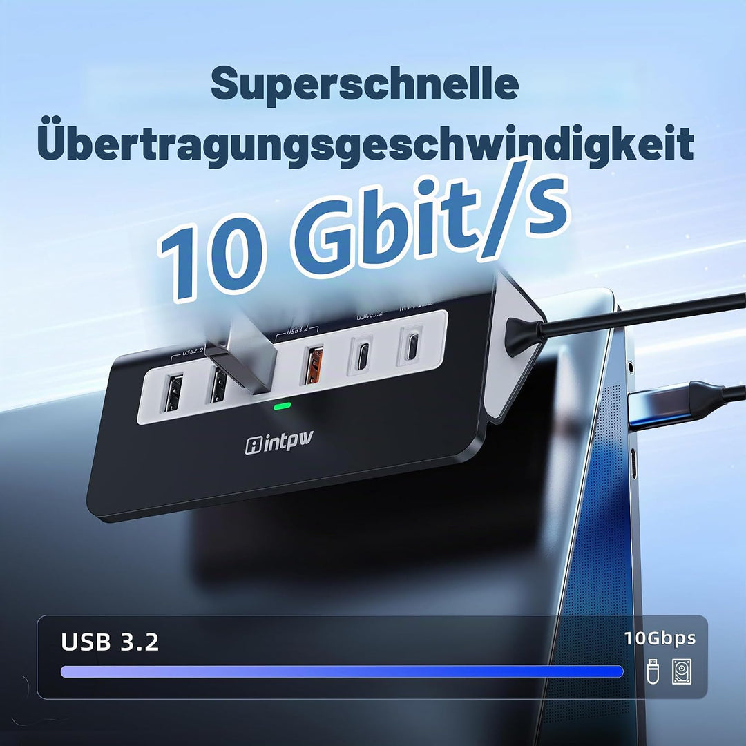 P9 PRO USB C Hub 10Gbps, 9-IN-1 Docking Station USB c mit HDMI 4K@60HZ, 3 USB 3.2 10Gbps Data, PD 10
