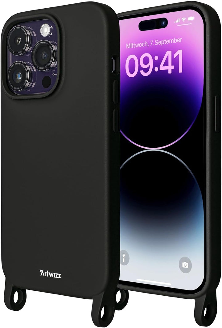 Artwizz HangOn Case kompatibel mit iPhone 14 Pro - Elastische Schutzhülle aus Silikon als Handykette