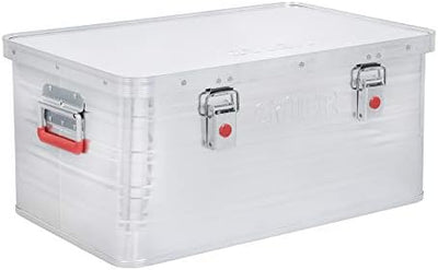 STIER Alubox, Aluminiumbox 50L, Staub- und spritzwasserresistent, mit Gummidichtung und 2 Klapphandg