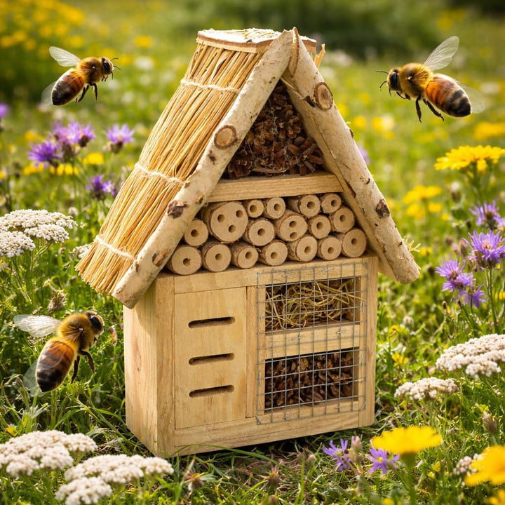 Insektenhaus Insektenhotel XL Bienenhaus Holz Winterquartier Biene Nistkasten 37x21x8cm
