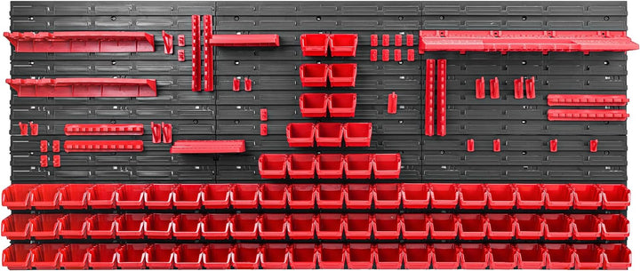Lagersystem Werkstattregal | 172 x 78 cm | 80 stck. Box | Wandregal mit Werkzeughalterungen und Stap
