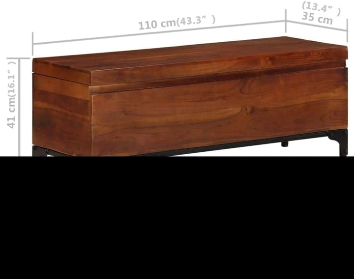 homiuse Aufbewahrungstruhe 110x35x41 cm Akazie Massivholz Schatztruhe Schatzkiste Truhe mit Deckel S