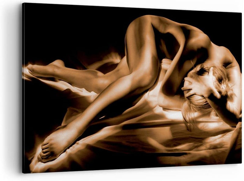 Bilder auf Leinwand 100x70cm Leinwandbild Nackte Frau Akt Modell Photofitness Gross Wanddeko Bild Sc