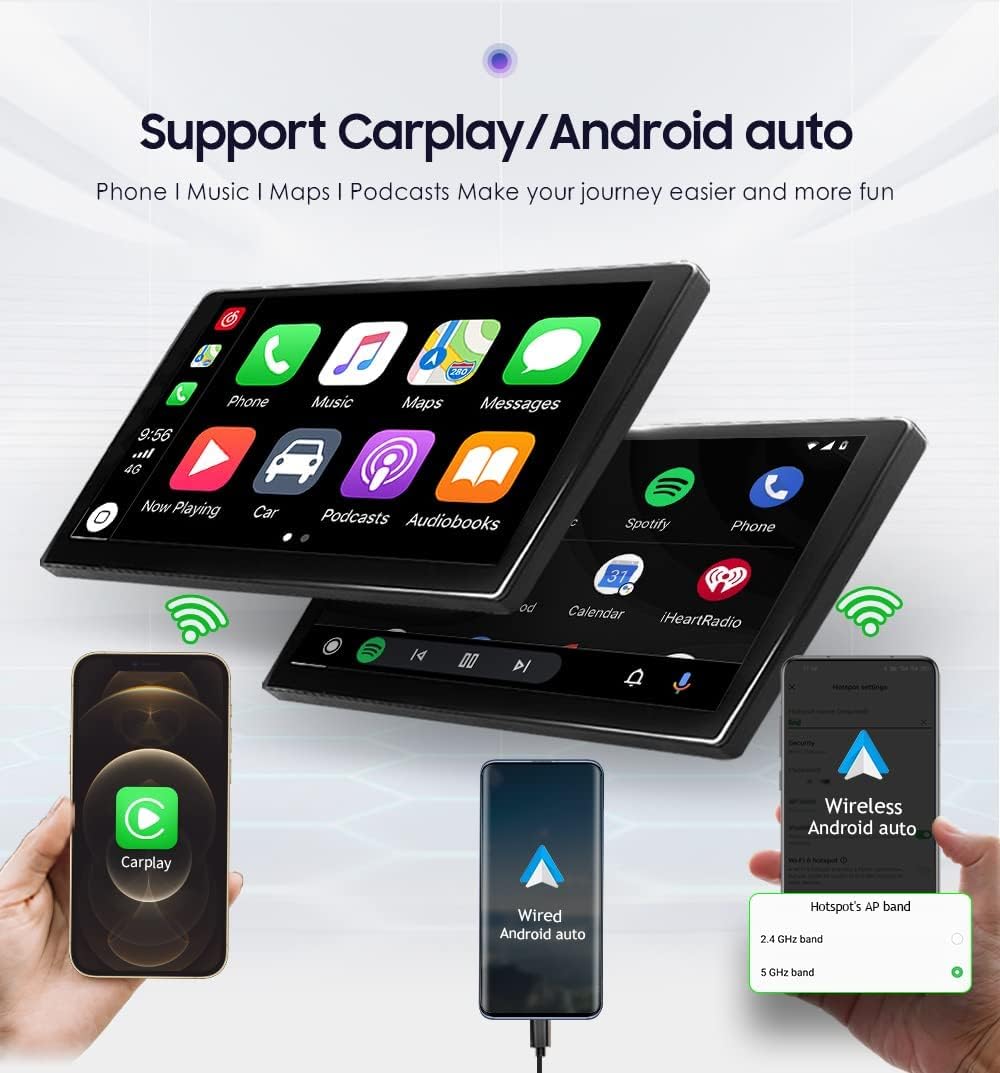 hizpo 9 Zoll Touchscreen Autoradio Kompatibel mit FIAT 500X 2014-2020 mit Carplay/Android Auto Bluet