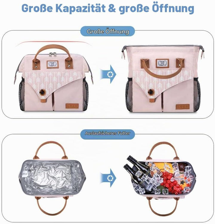 Lekesky Kühltasche Damen Lunchtasche Isolierte für Frauen Auslaufsichere weit geöffnete Lunchbox, 11