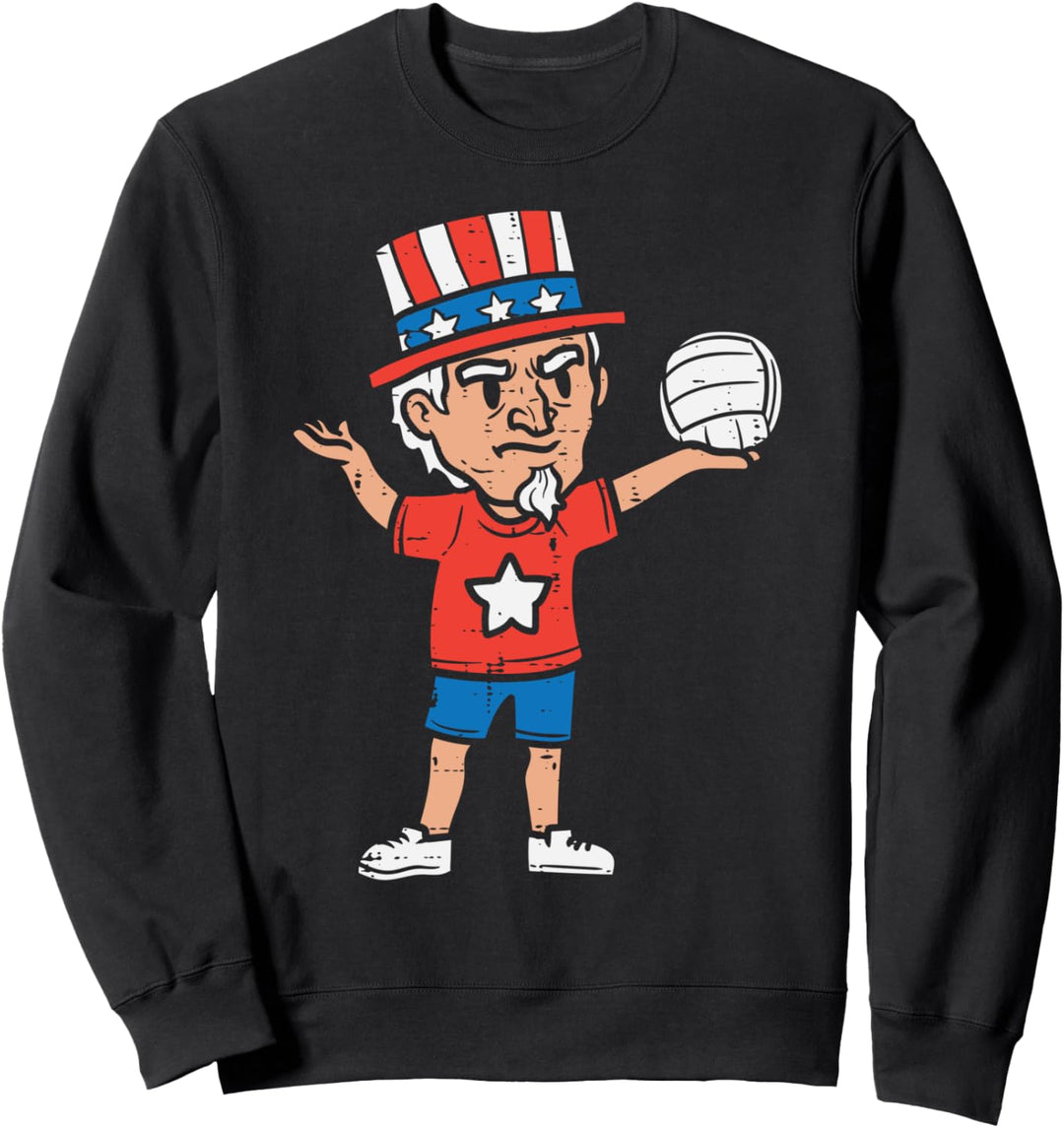 Uncle Sam Volleyball American Sports 4th Of July Fourth Boys Sweatshirt