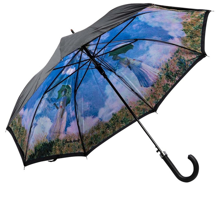LUCKYWEATHER Regenschirm Stockschirm Damen Motiv Frau mit Sonnenschirm Auf-Automatik Double Layer I