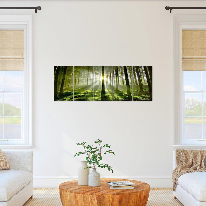 Runa Art Bild Wald Landschaft Wandbilder auf Vlies Leinwand 5 Teilig Wanddekoration Schlafzimmer Woh