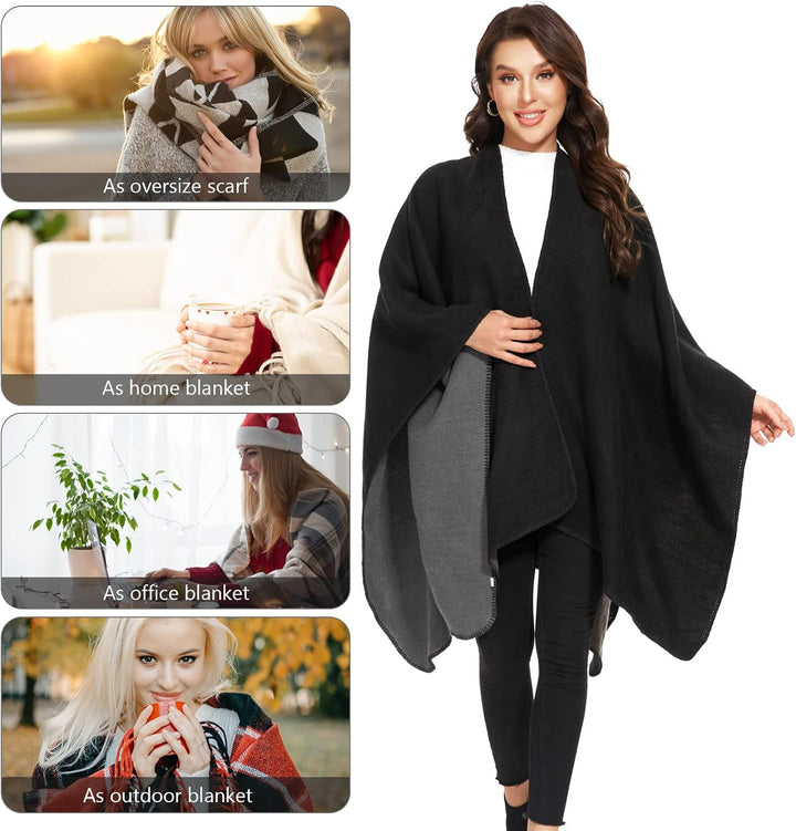 colornival Poncho Damen Winter Warm Elegant Poncho Decke Poncho Cape Strick Poncho Mantel Winter Pon