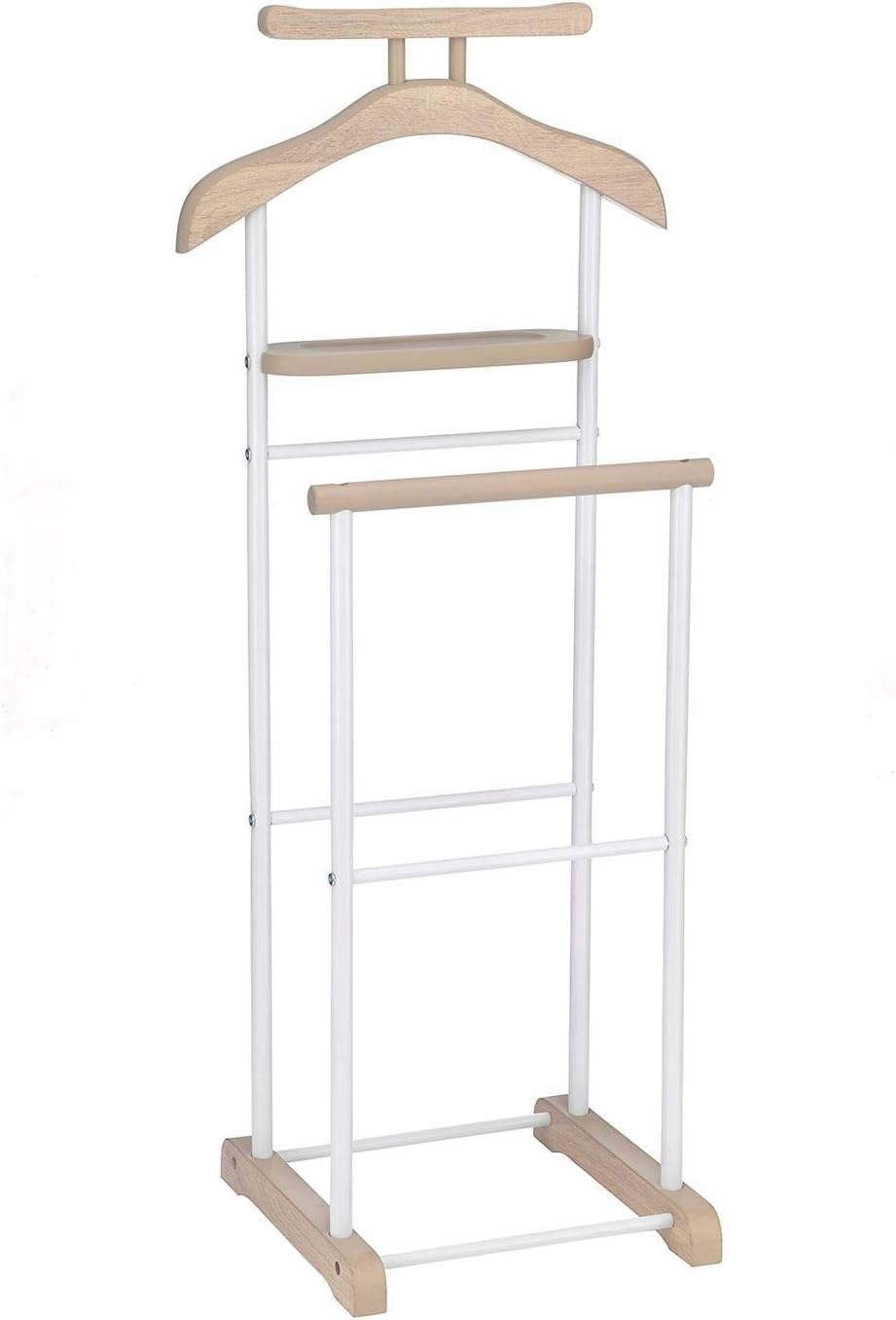 CARO-Möbel Herrendiener Medina, Sonoma Eiche/Weiss - Kleiderständer mit Hosenbügel und Sakkohalter,