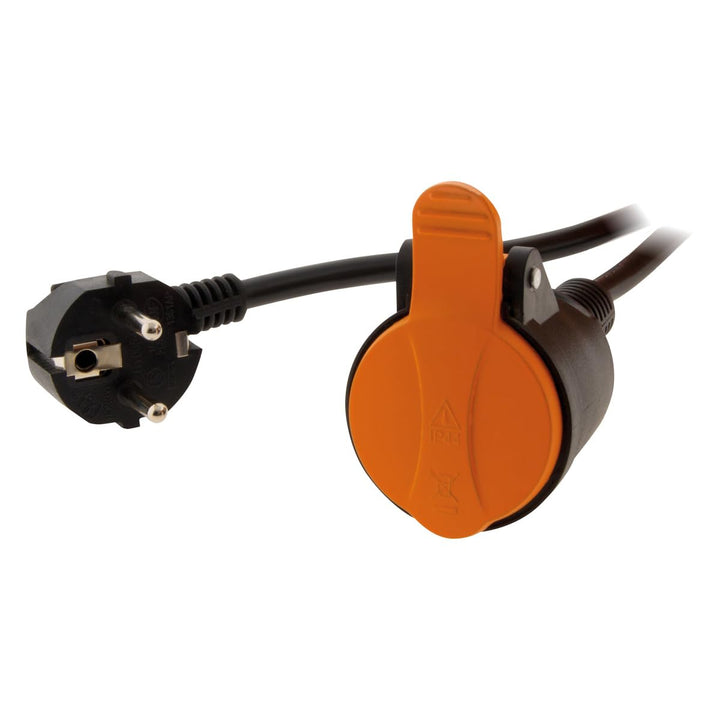 Zenitech - Wasserdichtes Verlängerungskabel 2P+E H07RN-F 3X 1,5mm² 5m mit orangefarbenem Befestigung