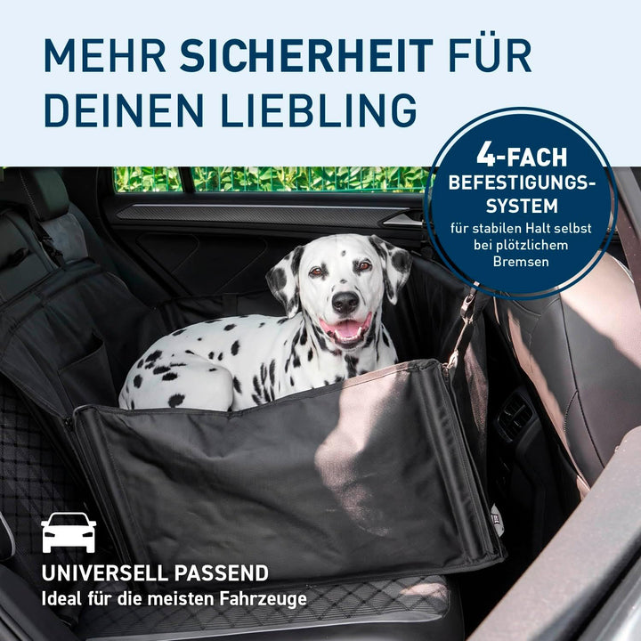 FLIPLINE Hundeautositz – verstärkte, wasserfeste Hundebox Auto für Hund 12(S) bis 26(L) kg | Hundezu