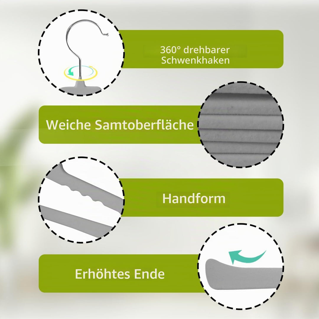 ManGotree rutschfeste Samt-Hosenbügel, Filz-Jeansbügel mit Offenen Enden für Kleiderschrank-Organize