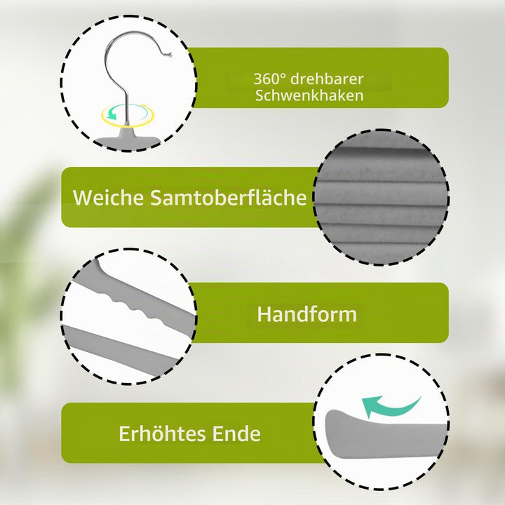 ManGotree rutschfeste Samt-Hosenbügel, Filz-Jeansbügel mit Offenen Enden für Kleiderschrank-Organize
