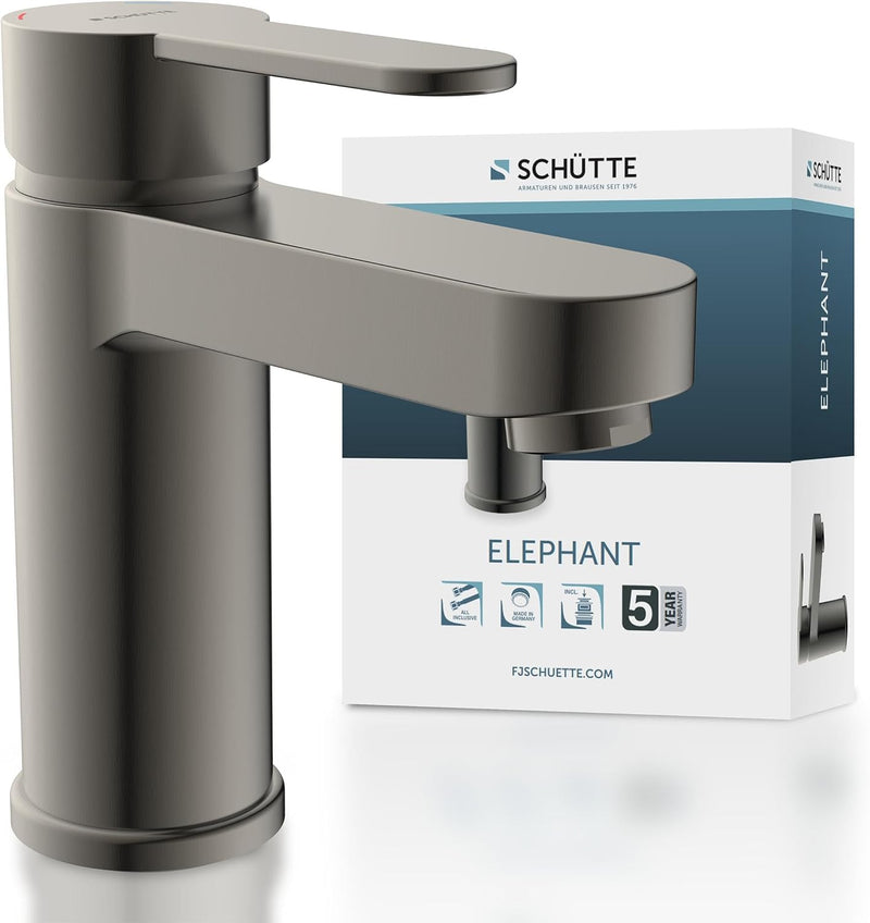 Schütte Elephant Waschtischarmatur, Elegante Mischbatterie inkl. Ablaufventil fürs Badezimmer, Wasse