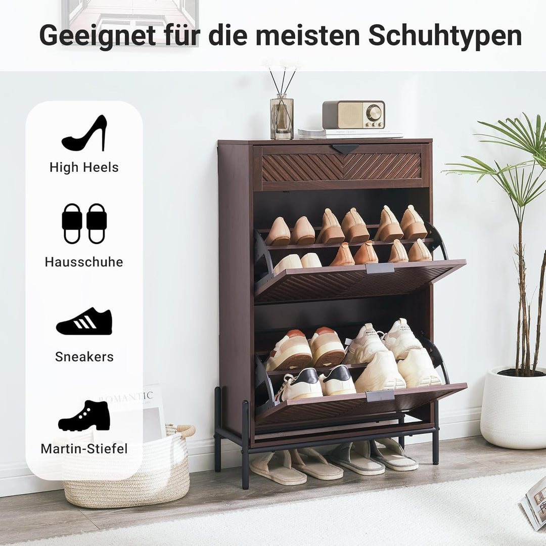 Schmal Schuhschrank mit 2 Klappen platzsparender, Schmaler Geschlossen Schuhregal Schuh Schrank Schu