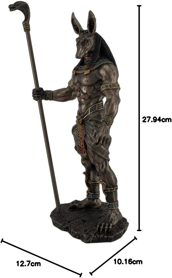 Veronese Design 26,7 cm hohe ägyptische Gott-Anubis mit Kobra-Kopf-Zepter-Statue