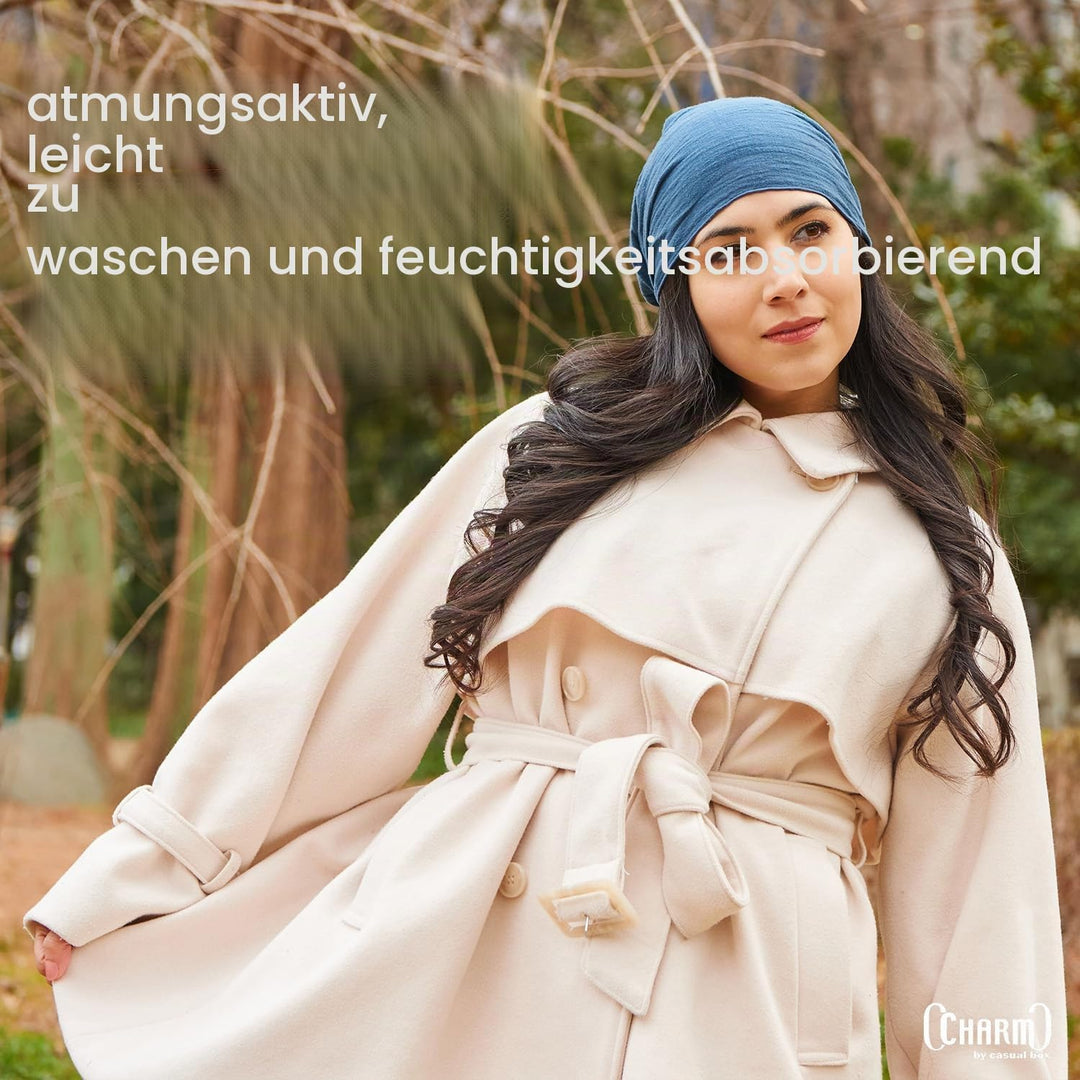 CHARM Damen &amp; Herren Bandana-Stirnband aus Baumwolle, Elastisches Yoga Haarband, Boho Haar Tuch L Az