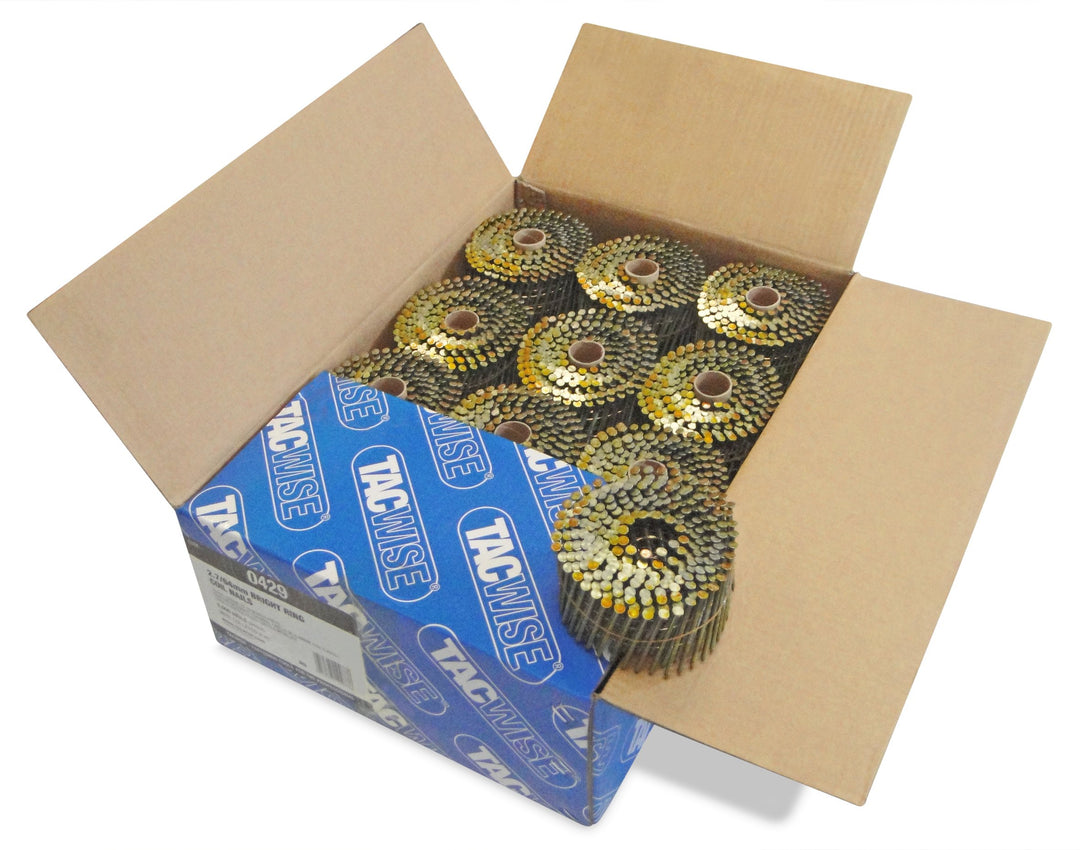 Tacwise 0429 Typ 2,7/64mm glänzende Flache Nägelspulering, 6.000 Stück, Grau, 6000