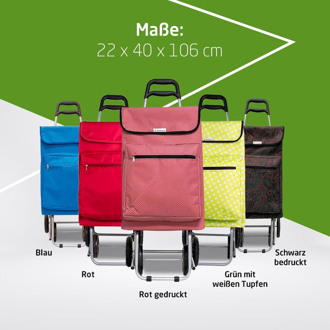 Amig - Einkaufstrolley mit 4 Rädern | Aussentasche für Tiefkühlkost | Maximale Belastung 15 kg |Kapa