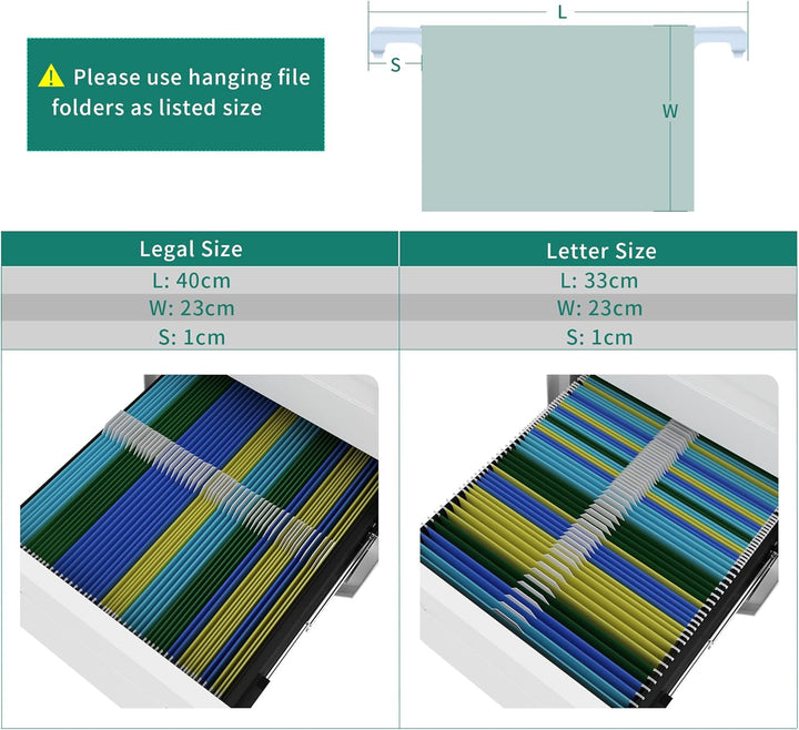 YITAHOME Metall Rollcontainer mit 3 Schubladen, Abschliessbar Aktenschrank für Legal, Letter, Mobile