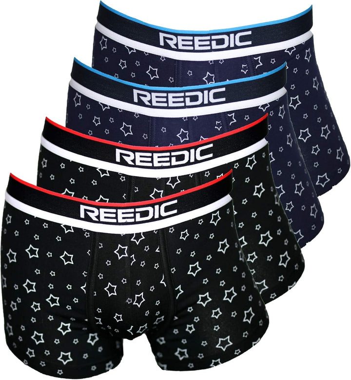 Herren Boxershorts Baumwolle mit Sternen-Motiv im 4er Pack XXL Je 2x Schwarz, Dunkelblau, XXL Je 2x