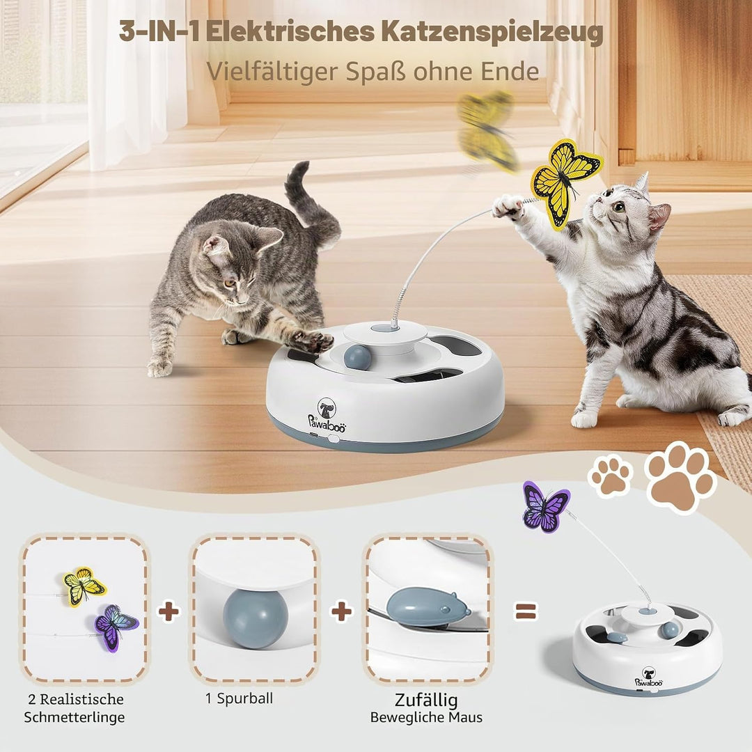 Pawaboo Automatisches Interaktives Katzenspielzeug, Kätzchenspielzeug mit Flatternden Schmetterlinge