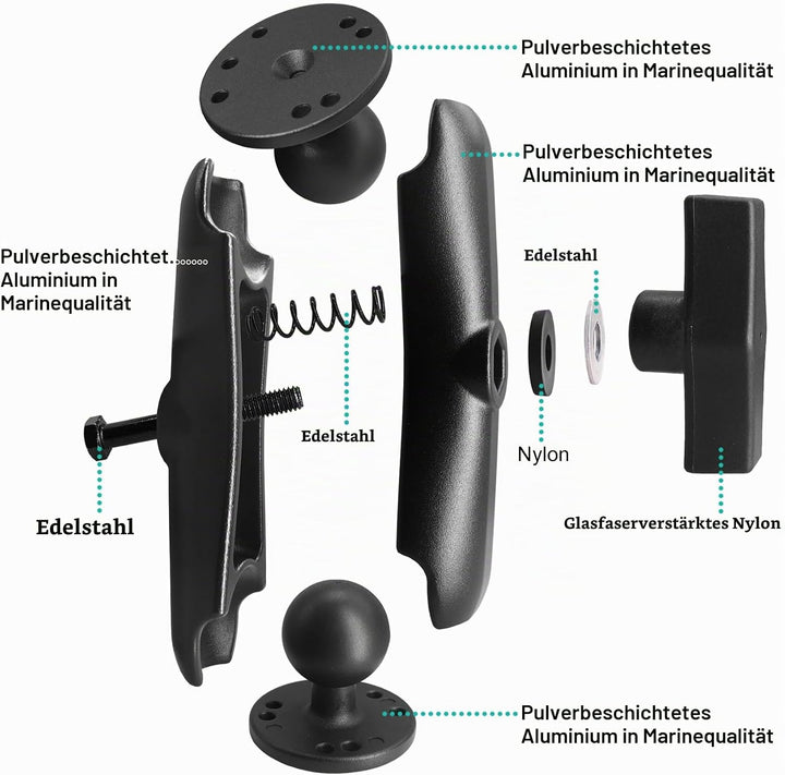 1,5 Zoll AMPS-Halterung, Doppelkugelhalterung mit 38mm/1,5&