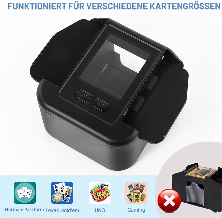 Automatischer Kartenmischer für 1-2 Decks,wiederaufladbarer 2000-mAh-Akku,elektrischer Shuffler für
