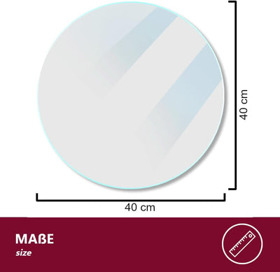 Euro Tische Glasplatte und Tischplatte in 40cm Rund Gestalt, Glasboden mit 6mm ESG Sicherheitsglas,