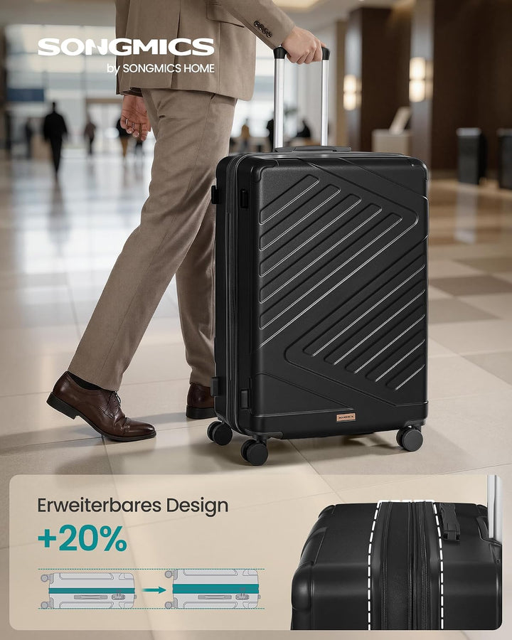 SONGMICS Koffer, Reisekoffer, Hartschalenkoffer mit TSA-Schloss, Koffergurt, ABS-Trolley, 4 Zwilling