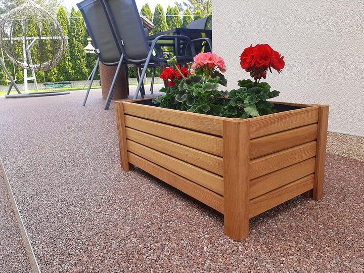 Ogrodzenia Wiklinowe Pflanzkübel Rechteckig 59 x 33 x25 cm - Holz Blumentopf - Hellbraun - Pflanzkas