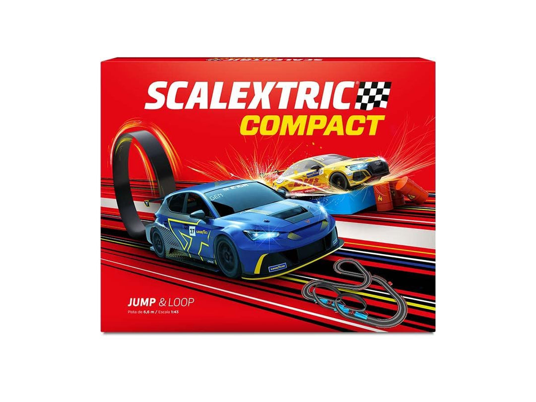 Scalextric - COMPACT Circuit - Komplette Rennstrecke - 2 Autos und 2 Controller 1:43 (Jump & Loop),