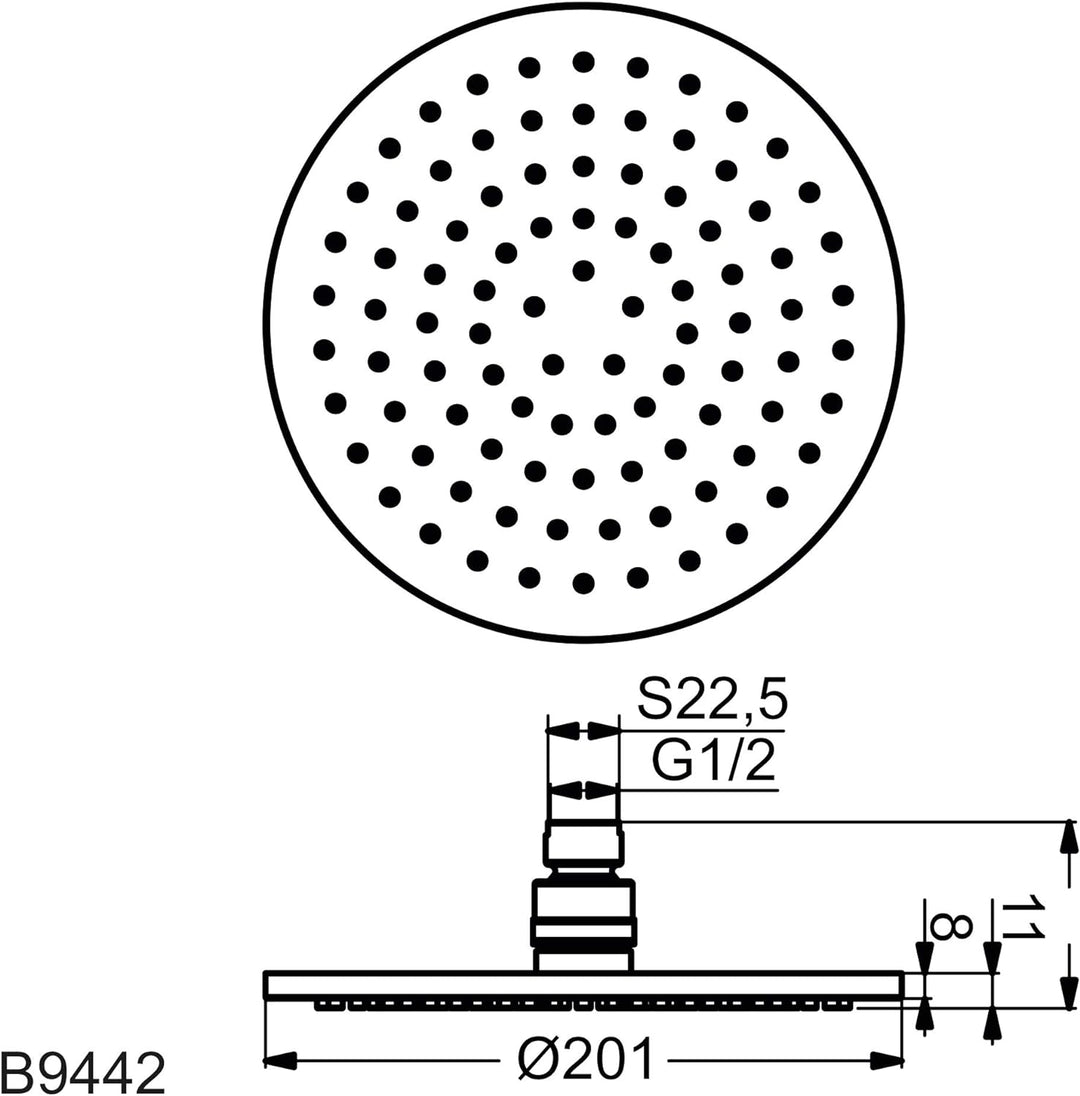 Ideal Standard B9442AA Idealrain Kopfbrause 201x201mm 200mm, 200mm