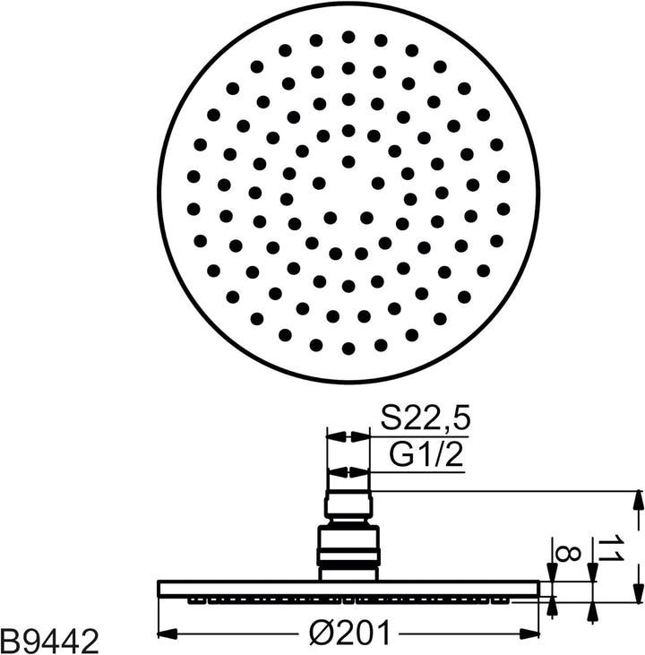 Ideal Standard B9442AA Idealrain Kopfbrause 201x201mm 200mm, 200mm