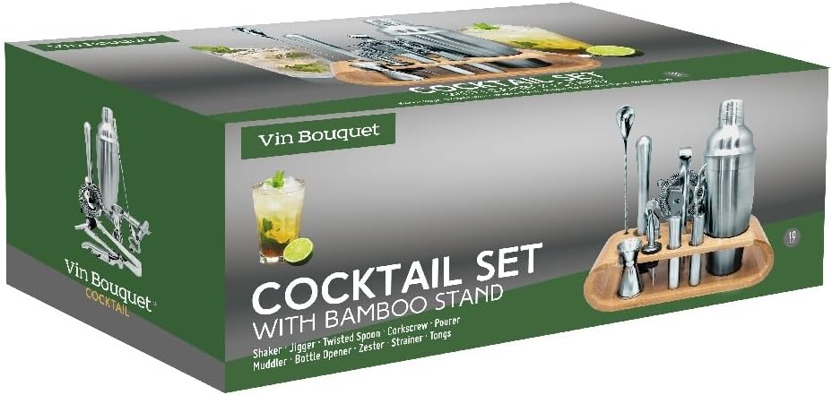 VB VIN BOUQUET FIK 1432 Cocktail-Set mit Bambusbasis, enthält alle notwendigen Utensilien für die Zu