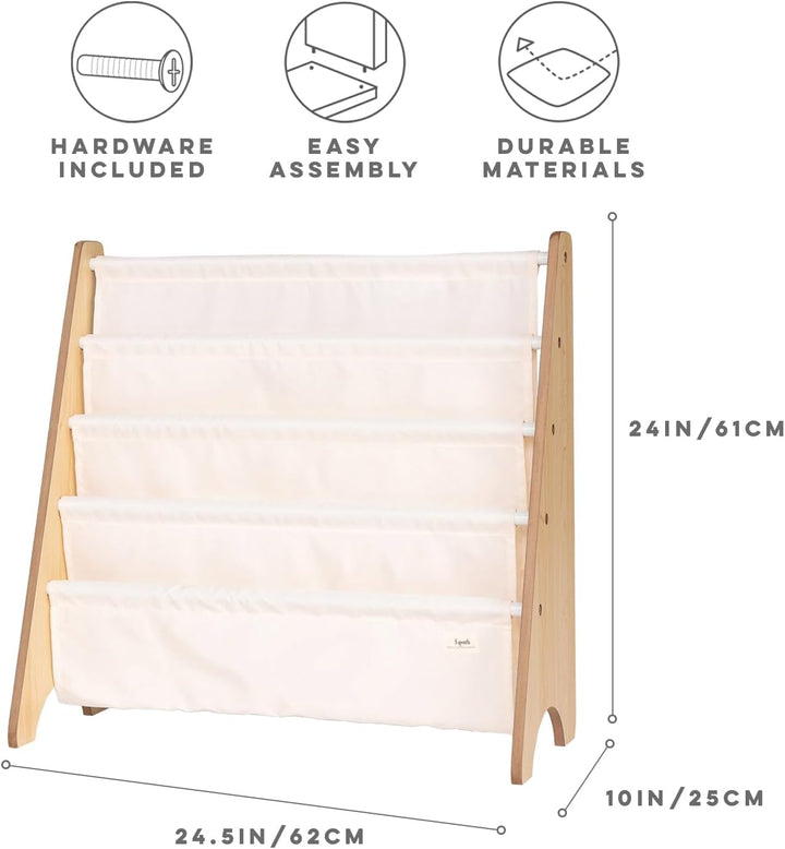 3 Sprouts Kinder Bücherregal aus Holz – Montessori Regal für Kinderzimmer - Creme, Creme