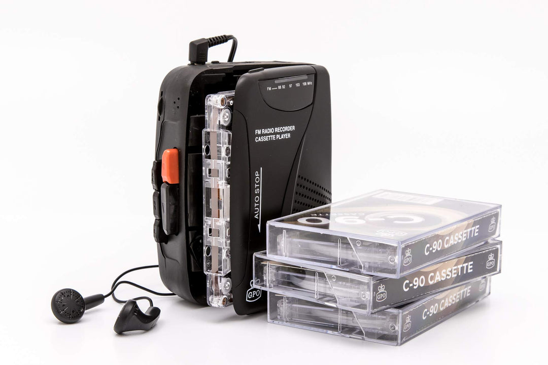 GPO Walkman tragbarer Retro Kassettenrecorder mit integriertem Lautsprecher und Mikrofon, FM-Radio,