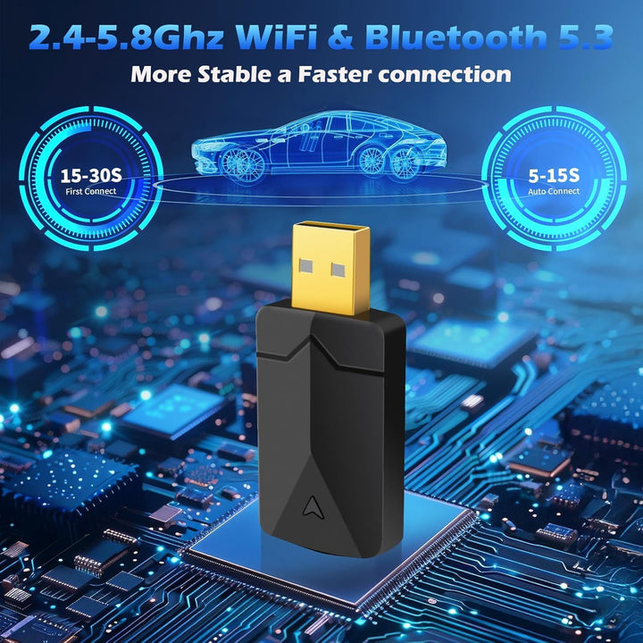 Wireless Android Auto & Carplay Wireless Adapter 2 IN 1, Convert Wired to Wire-less Carplay Dongle,