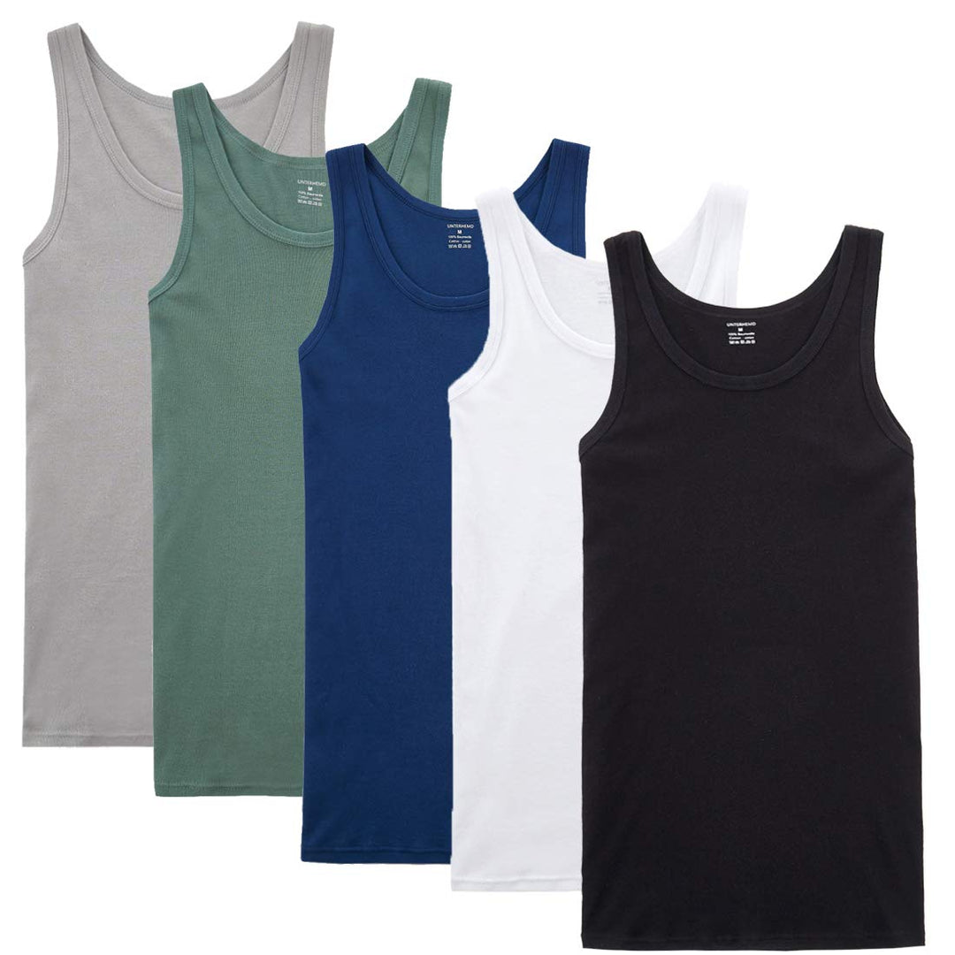 NUOZA 3/5er Pack Tanktops Viele Farben 100% Hochwertige Baumwolle Schrumpft Nicht Verblasst Nicht Un