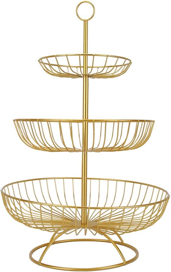 3 Tier Draht Obstkorb Ständer, Metall Tiered Obstkorb Obsthalter Obstschale Servierkorb für Obst Gem