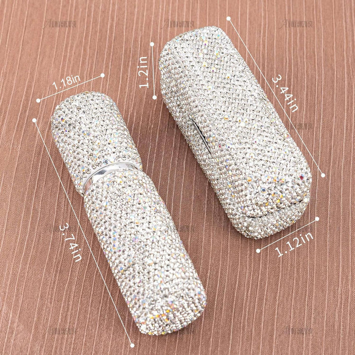 AUEAR, Metall-Lippenstift-Etui und Spiegel-Kristall-Parfümflaschen für Make-up-Tasche