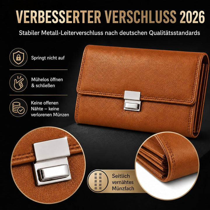FLEXIBILITE Profi Kellner Geldbörse Profi Wasser Büffel [2025] Echt Leder RFID (18,5 x 9,5 x 4,5cm B