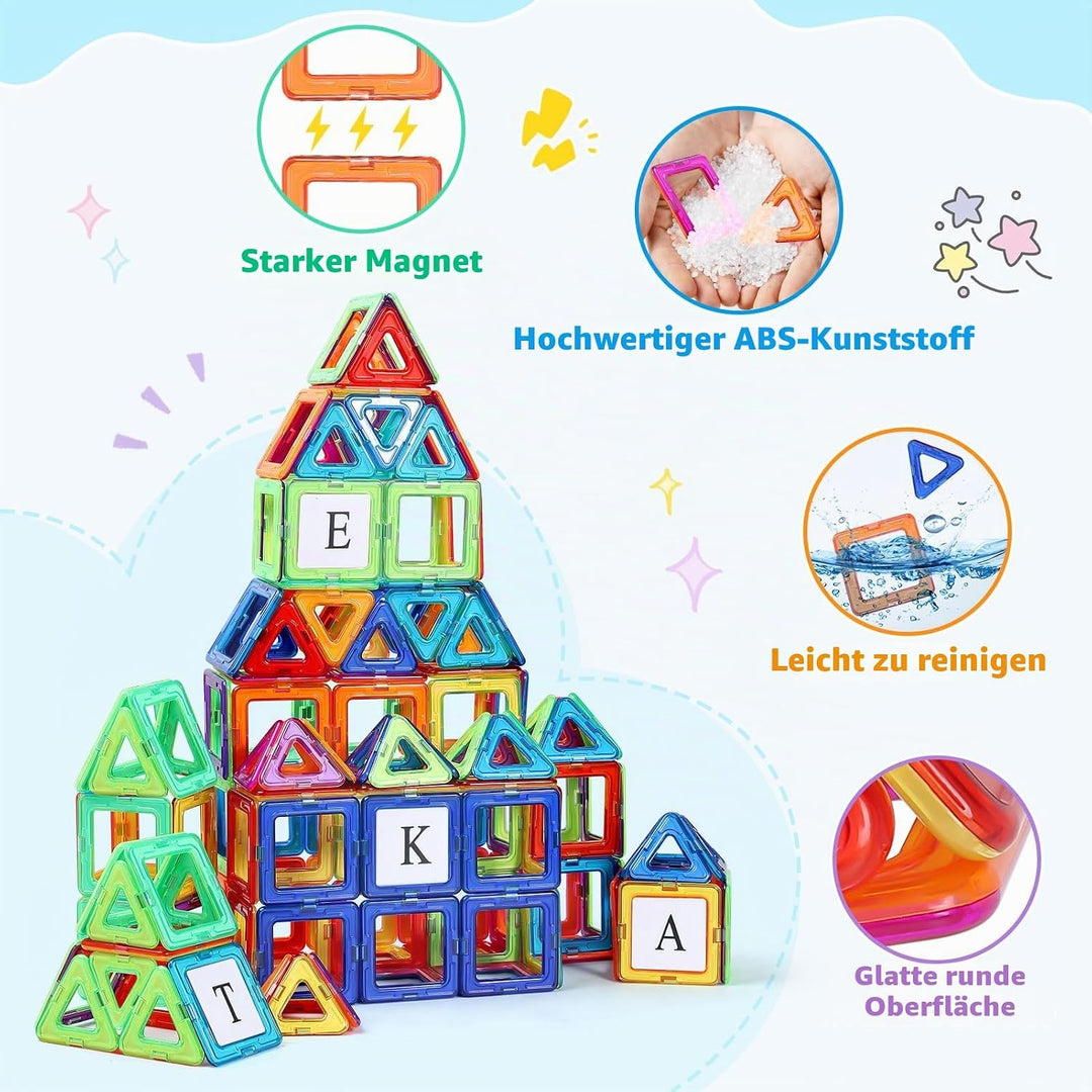ECHOCUBE Magnetic Building Blocks Set 70PCS - Educational Magnet Tiles mit Hellen Farben, Kinder Con