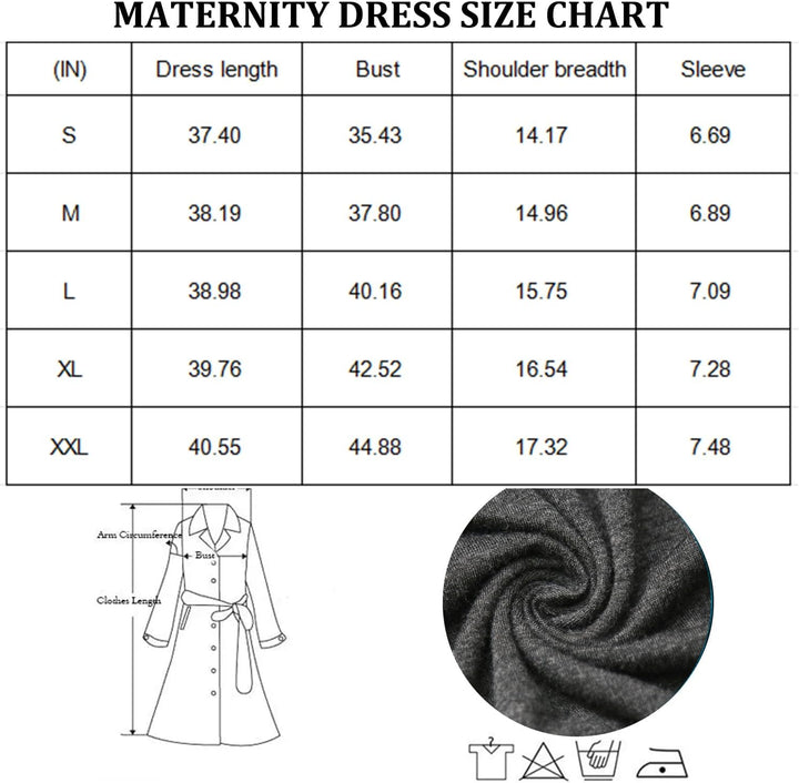 Bearsland Women’s Long Sleeve Maternity Dresses Patchwork Pregnancy Dress with Pocket S Blue Rose, S