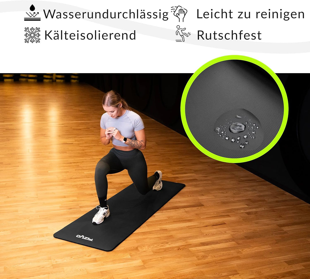 Fizyo Rutschfeste Yogamatte aus NBR-Schaum 190×100×1,5 cm – Extra Grosse Fitness- und Gymnastikmatte